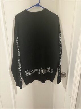 Supreme Black Crewneck Sweater with White Gothic Text size large